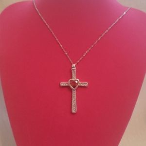 July Birthstone Cross Necklace